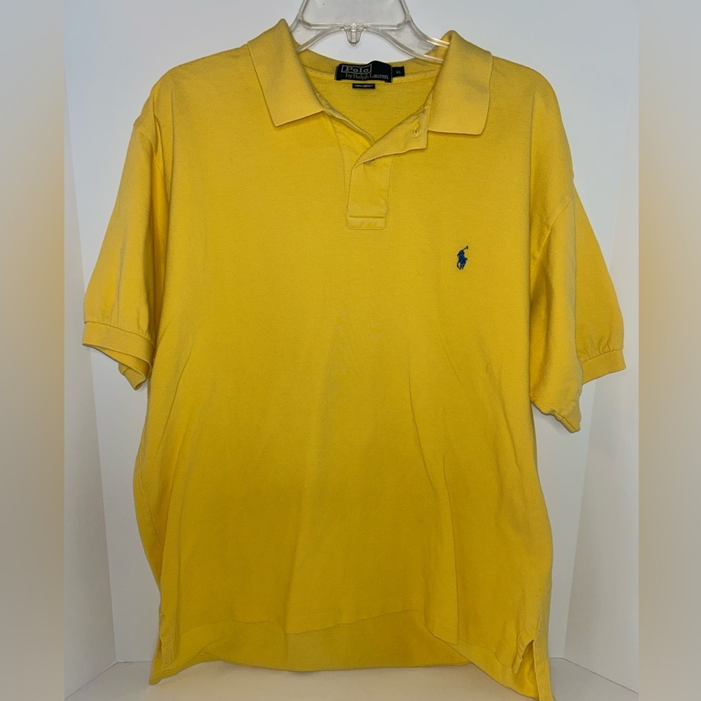 Polo Ralph‎ Lauren VINTAGE yellow pique cotton short sleeve polo size XL